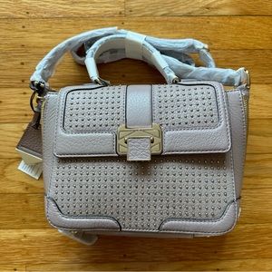 NWT Rebecca Minkoff Elle Mini Studded Leather Satchel Crossbody in Tortora